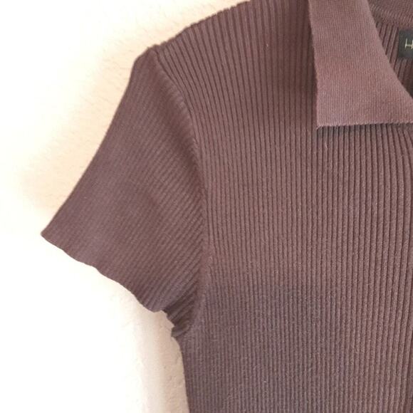 House of Harlow 1960 X Revolve Polo Ribbed Knit Sweater Brown Pencil Dress S - Picture 7 of 10
